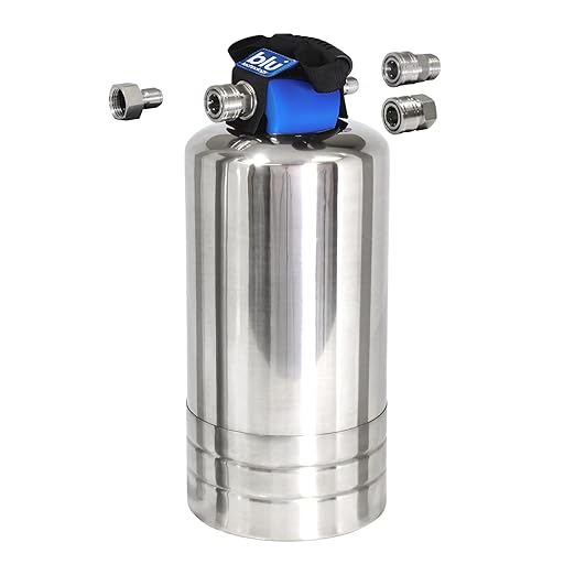 GoBluTech RV Water Softener, Stainless Steel Portable Water Softener, 10,000 Grain with Stainless Steel Garden Hose Quick Connects, RV Accessories Camper Vans and Travel Trailers - US Veteran Owned