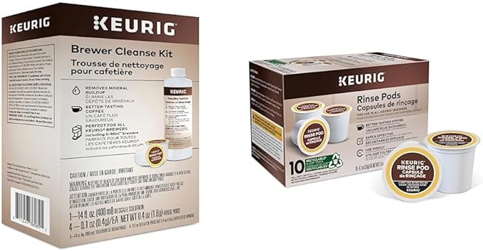 Keurig Brewer Cleanse Kit For Maintenance Includes Descaling Solution & Rinse Pods, Compatible Classic/1.0 & 2.0 K-Cup Pod Coffee Makers (4 Count)