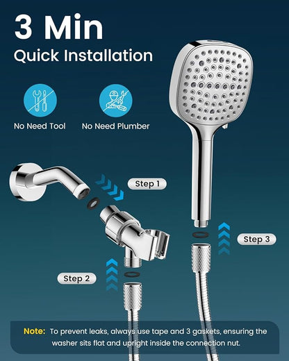 Filtered Shower Head with Handheld, High Pressure 7 Spray Showerhead with Filters, Detachable Shower Heads, Water Softener Filters for Hard Water - Remove Chlorine
