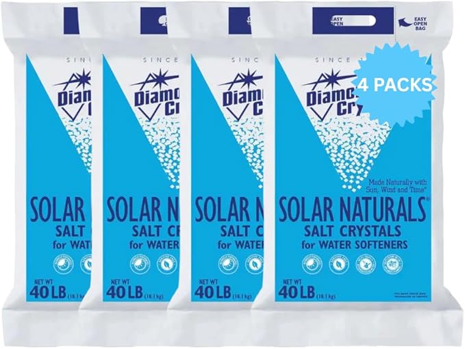 Water Softener Salt Crystal–High Purity 99% Pure, Low Insoluble, Minimizes Tank Residue, NSF Certified, 40 lb - 4 Packs - Sodium Chloride