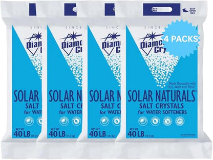 Water Softener Salt Crystal–High Purity 99% Pure, Low Insoluble, Minimizes Tank Residue, NSF Certified, 40 lb - 4 Packs - Sodium Chloride