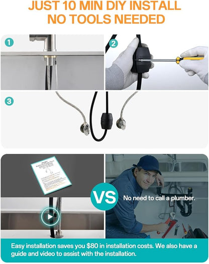 Kicimpro Kitchen Faucets with Pull Down Sprayer, NSF Certified Lead-Free 304 Stainless Steel Sink Faucet 1 Hole, Faucet for Kitchen Sink, Rv, Bar, Camper, Laundry, Easy Installation,Brushed Nickel