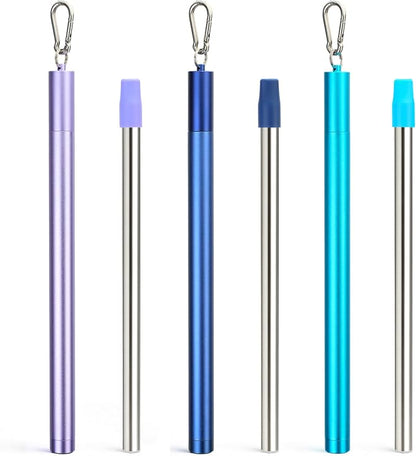 Sursip Stainless Steel Water Filter Straws | Reusable Personal Water Purifier, Outdoor Emergency Survival Gear for Camping Hiking Backpacking - 3 Pack