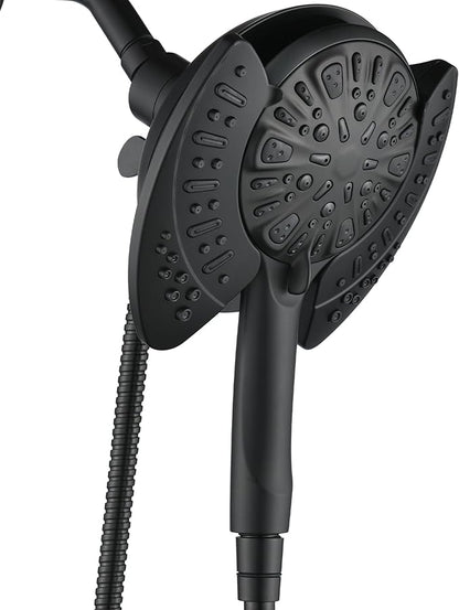 INAVAMZ 2-in-1 Shower Head with Handheld Combo: 2.5GPM Rainfall & Handheld Shower Head Use Together or Alone, 9 Spray Settings Hand Held Shower Head with Hose, Black