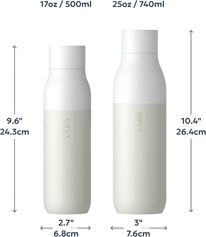 LARQ Bottle PureVis 25 oz - Self-Cleaning and Insulated Stainless Steel Water Bottle with UV Water Purifier and Award-winning Design | Reusable & Travel Friendly, Granite White