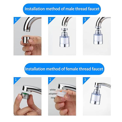 360-Degree Rotating Faucet Filter Sink Water Faucet Filter Water Purifier Faucet Filter Purifier for Kitchen and Bathroom,Removes Heavy Metals and Hard Water(Blue)