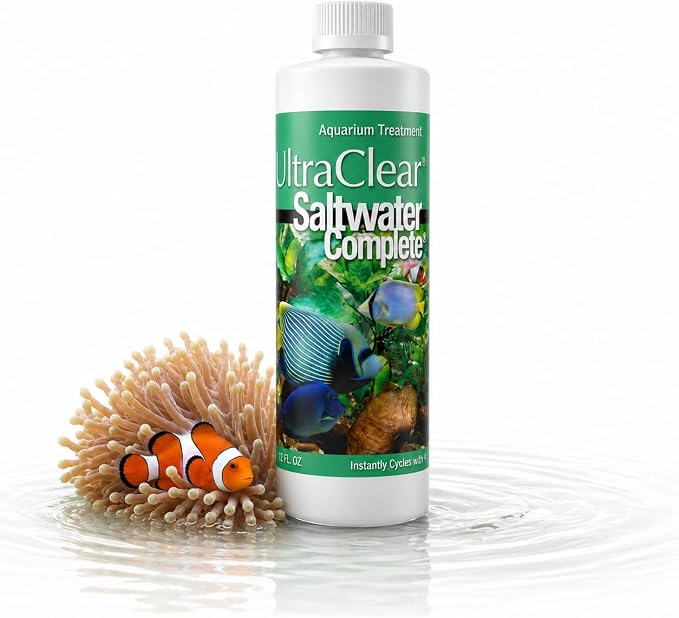 Saltwater Complete – Live Nitrifying Bacteria Blend for Saltwater & Reef Aquariums - Instant Cycle Marine Tank Starter - Removes Ammonia Nitrite - Clarifier - Safe for Fish Coral Invertebrates - 12oz