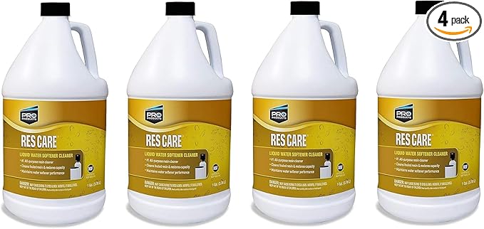 Pro Products ResCare RK02B All-Purpose Water Softener Cleaner Liquid Refill, 1 Gallon, Pack of 4