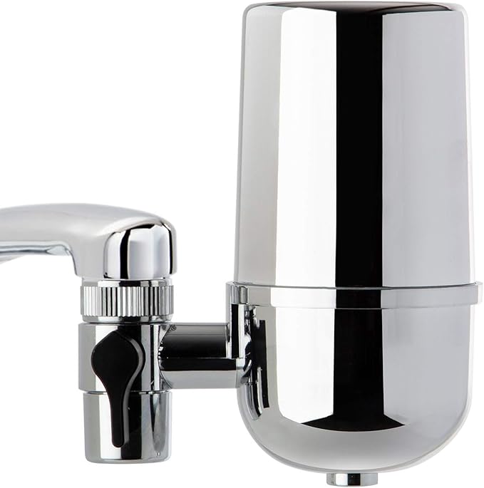 iSpring DF1-CHR Faucet Water Filter, Carbon Block Water Filtration System, Tap Water Filter, Reduces Chlorine, Heavy Metals and Bad Taste -1 Filter Included