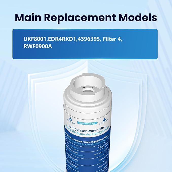 GOLDEN ICEPURE RWF0900A Replacement for MAYTAG UKF8001, Whirlpool Filter 4 EveryDrop EDR4RXD1, KRFC300ESS01, 46-9006, PUR Puriclean II Replacement Water Filter 4PACK