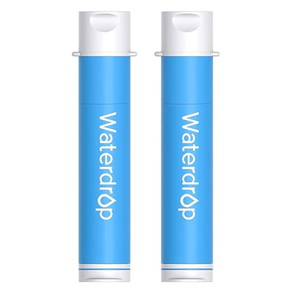 Waterdrop Water Filter Straw, Camping Water Filtration System, Water Purifier Survival Outdoor Drinking Water Purifier for Travel, Backpacking and Emergency Preparedness, 0.1 Micron (Blue), Pack of 2