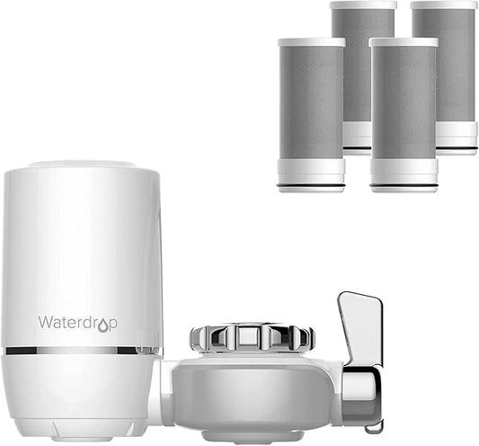 Waterdrop FC-01 Water Filter for Sink Faucet with 4 Filters, NSF Certified | Reduces Chlorine, Faucet Water Filter, Tap Water Filter for Kitchen Sink, Lead-Free Material, Easy Installation, 1 Year