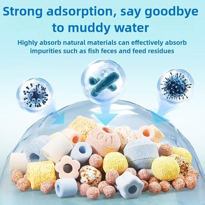 bio Balls for Aquarium Filter Media Crushed Coral for Freshwater Aquarium Ceramic Rings for Fish Tank Filter Media Biological 12 in 1 Accessories (1.1, Pounds)