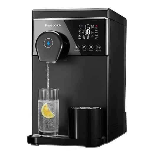 Countertop Reverse Osmosis Water Filter with Instant Hot and Ice-Cold Water, 6-Stage RO with UV, Smart TDS Monitor, Tank or Direct Connect, 3:1 Low Waste, for Home and Office