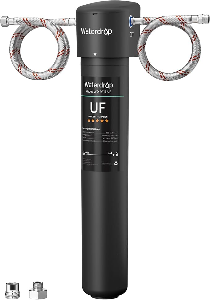 Waterdrop 17UA-UF 0.01 μm Ultra Filtration Under Sink Water Filter System | Reduces Lead, Chlorine, Bad Taste & Odor, Connects Directly to Your Faucet, 3 Years