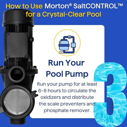 Morton SaltCONTROL | 5-in-1 Pool Enhancer for pH Balance, Scale Prevention & Water Clarity | Compatible with All Pool Types | Weekly Use | 32oz