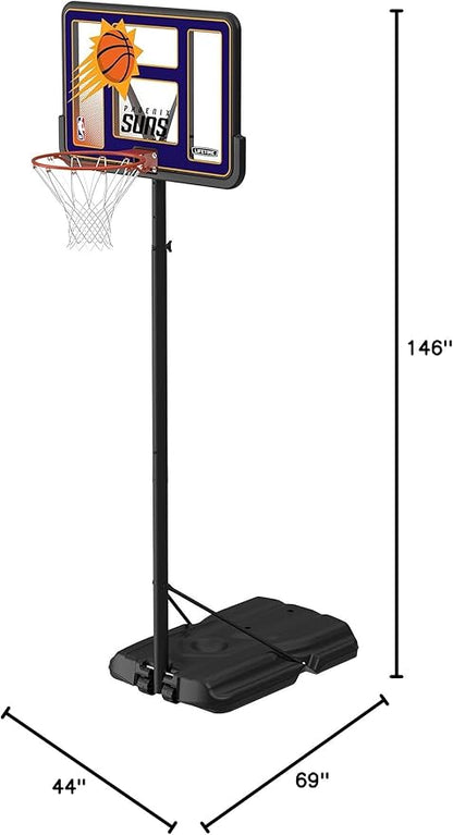 Lifetime NBA Phoenix Suns Portable Basketball Hoop, Adjustable Height 7.5-10 Ft, 44 Inch Shatterproof Fusion Backboard, Base with Wheels
