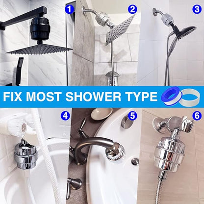 Shower Filter, 20 Stage Shower Head Filter for Hard Water High Output Shower Water Filter Shower Water Softener with 2 Replaceable Filter Cartridges Reduce Chlorine, Dry Skin -Oil-Rubbed Bronze