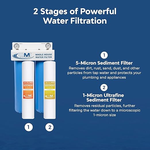 Applied Membranes Inc. 2-Stage Whole-House Water Filter System, 1-Micron and 5-Micron 4.5-Inch by 20-Inch Filters