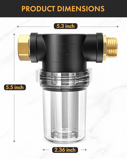 Twinkle Star 2 Pcs Garden Hose Filter, Inline Water Hose Filter | 100 Mesh and 40 Mesh Screen, Garden Hose Water Filter, Pressure Washer Inlet, For RV Camping Car Wash