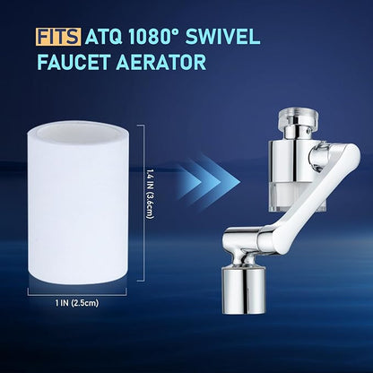 8 PP Cotton Filters Elements Replacement for ATQ Sink Faucet Extender Swivel Aerator (Aerator1080) Removes Chlorine Fluoride Heavy Metal(1080° Aerator 8 pp Cotton)