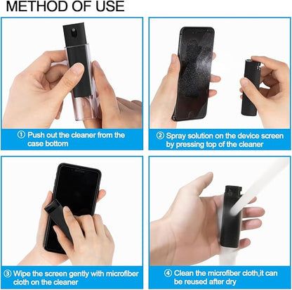 walrfid Screen Cleaner Touchscreen Mist Spray, walrfid Cleaning Kit for Electronic Smart Phone TV, Laptop, Tablet, PC, Computer LCD Flat Screens, Compatible with iPhone iPad MacBook Pro - Black