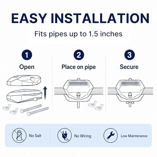 Magnetic Water Softener - Salt-Free Hard Water Conditioner | Portable, Easy Install for Home/RV/Apartments | Prevents New Sediment & Limescale