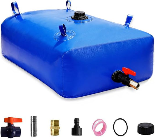GHOSOONE 540 L/142 Gal Water Bladder Tank, Foldable Portable Water Storage Container, Emergency Water Bag for RV, Truck Bed, Fire Prevention, Drought Resistance, Blue