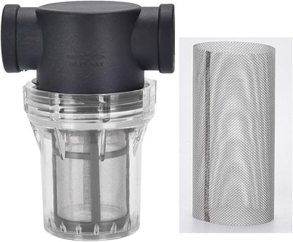 Water Filter, 3/4'' Female Twist-On Pipe Strainer | Nylon PA66 Cover, PC Bowl, 304 Stainless Screen, 40 and 80 Mesh