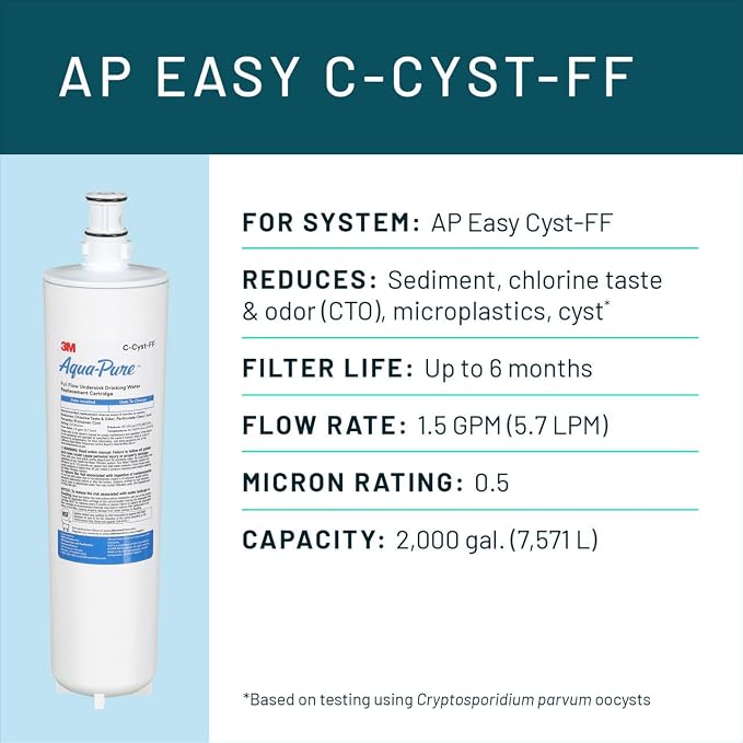 3M Aqua-Pure Under Sink Full Flow Replacement Cartridge AP Easy C-Cyst-FF, for use with AP Easy Cyst-FF System
