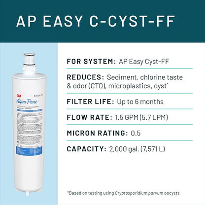 3M Aqua-Pure Under Sink Full Flow Replacement Cartridge AP Easy C-Cyst-FF, for use with AP Easy Cyst-FF System