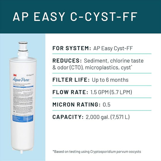 3M Aqua-Pure Under Sink Full Flow Replacement Cartridge AP Easy C-Cyst-FF, for use with AP Easy Cyst-FF System