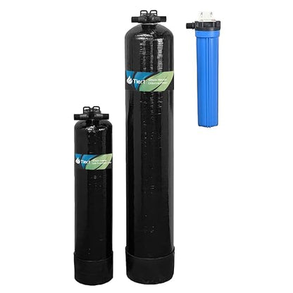 Tier1 Salt-Free Descaler & Chlorine Filter | 3-in-1 TAC Conditioner | 450,000 Gallon Capacity | Carbon Chlorine Reduction & Sediment Pre-Filter System | Scale Prevention Water Softener Alternative
