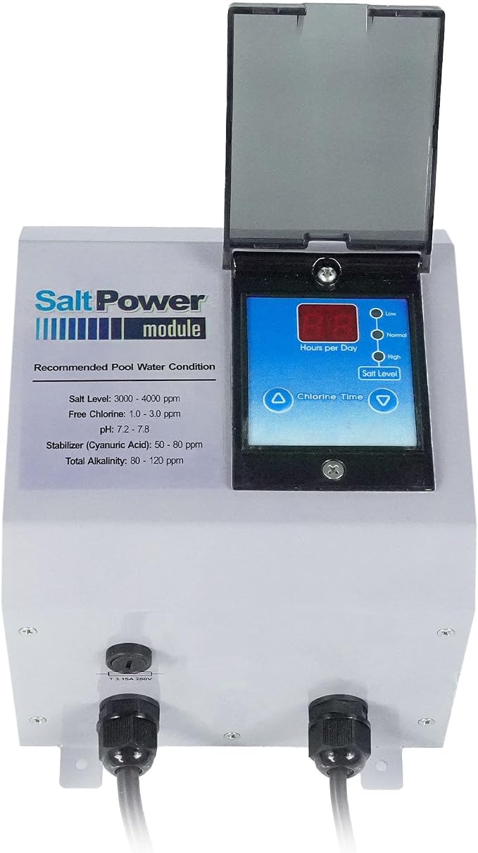 Solaxx Saltron Retro Salt Chlorine Generator | USA-Made | Above Ground Pool | Saltwater pool system for 20,000 gallons max, with built-in timer, self-cleaning operation, and effortless installation