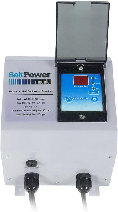 Solaxx Saltron Retro Salt Chlorine Generator | USA-Made | Above Ground Pool | Saltwater pool system for 20,000 gallons max, with built-in timer, self-cleaning operation, and effortless installation
