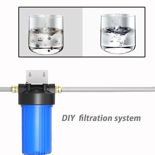 Whole House Water Filter Housing, 10"x4.5" Water Filtration Housing, Sediment Filter System for Well Water with 1" NPT Port, Pressure Release Button