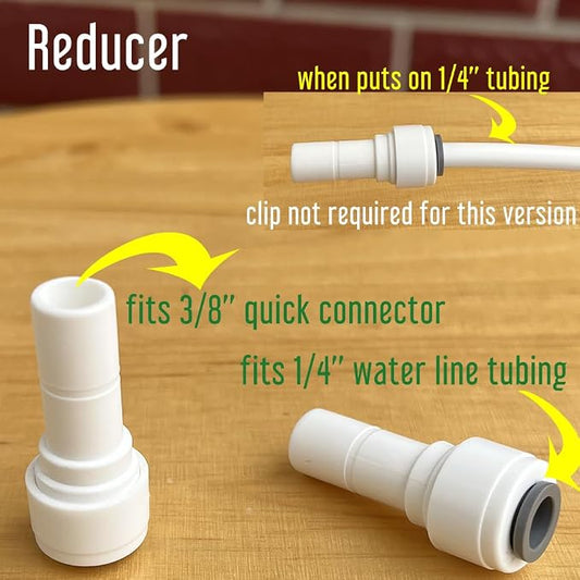 3 Piece Stem Reducing Straight 1/4" Tube OD x 3/8" Stem OD Quick Connect RO Fittings for Reverse Osmosis System Under the Sink Water Filteratrion System, Ice Maker Supply Line, Coffee Maker