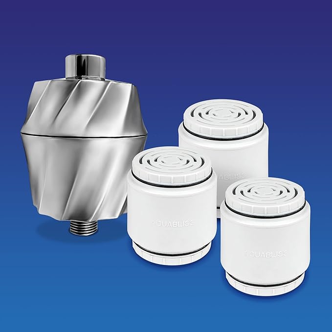 AquaBliss HD Revitalizing Shower Filter SF400 - Chrome - Plus 3 Extra SFC400 Filter Cartridges