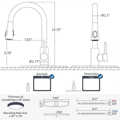 HOMELODY LED Temperature Display Kitchen Faucet with Pull Down Sprayer - Brushed Nickel Single Handle Kitchen Sink Faucet, High Arc Stainless Steel Design for RV Laundry Farmhouse Bar