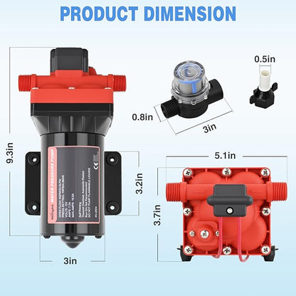 Nilight RV Water Pump 12v Diaphragm Pump 6.0 GPM 70 PSI with Pressure Switch & Strainer 12 Volt DC Heavy Duty Camper RV Pump Upgrade Self-Priming Low Noice for RV Marine Yacht Caravan Camper Trailer