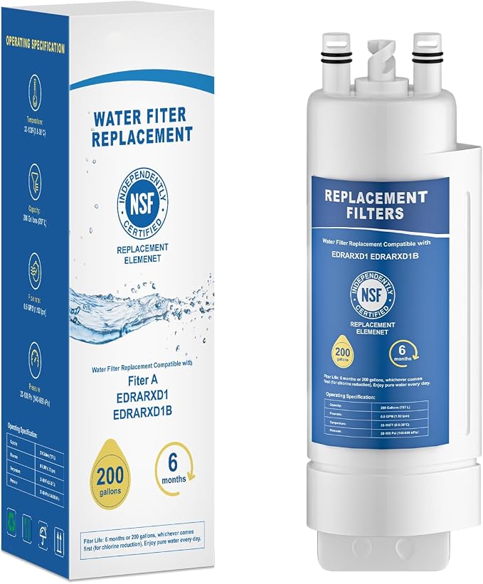 EDRARXD1 Water Filter Replacement, Compatible with Whirlpool EDRARXD1, Everydrop Filter A, EDRARXD1B, WRMF3636RZ, WRMF3636RW, WRMF3636RB, 1 Pack