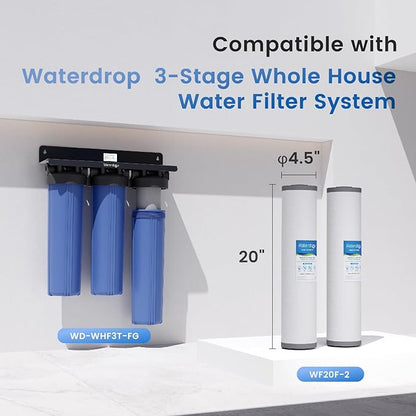 Waterdrop Whole House Water Filter, Carbon Filter, Reduce Iron & Manganese Filter Cartridge, Replacement for, Any 20" x 4.5" System, 5 Micron, 2 Pack