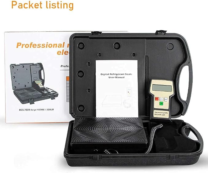 220LB High Accuracy Electronic Digital Refrigerant Charging Weight Scale with Case, A/C HAVC Refrigerant Charging Scale for Freon Refrigerant Recovery Tank