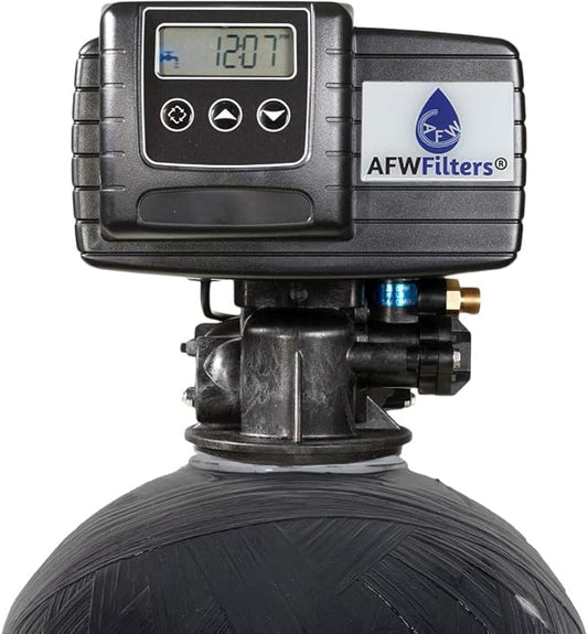 AFWFilters Premium Fleck 5600 SXT Meter Demand Water Softener - 48,000 Grain Capacity with 10% Long Life Crosslink Resin