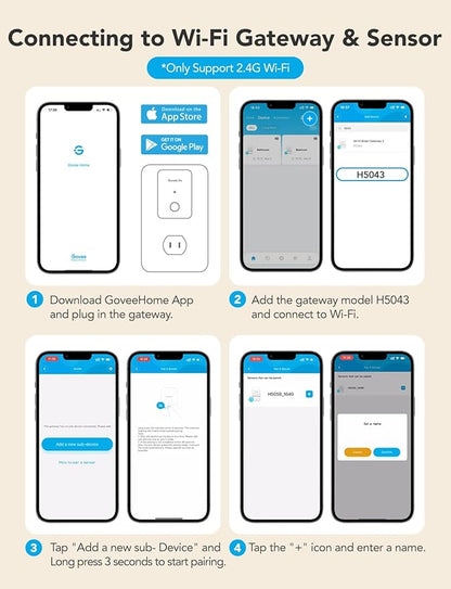 GoveeLife Premium Smart Water Leak Detector 2 with 1968ft Ultra-Long Range, WiFi Water Sensor with SMS/Email/APP Push and Sound Alarm, 5-Year Battery Life, Suitable for Home, Basement, Kitchen, 6 Pack