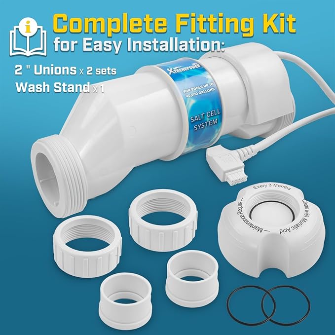 XtremepowerUS Salt Cell Plate Chlorination for In-Ground Swimming Pools Up to 40,000 Gallons w/Temp. Sensor Compatible with Hayward W3AQR3, BLH20-AY