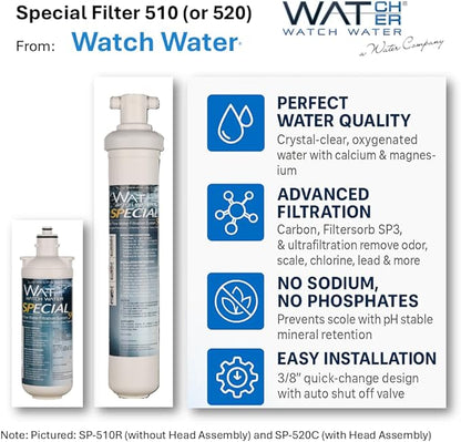 Special Filter 10in (SP 510-R) – Scale Prevention Cartridge – Removes Chlorine, Limescale, Odor – pH Balanced, No Sodium, No Phosphates – Coffee, Tea, Drinking Water Filter