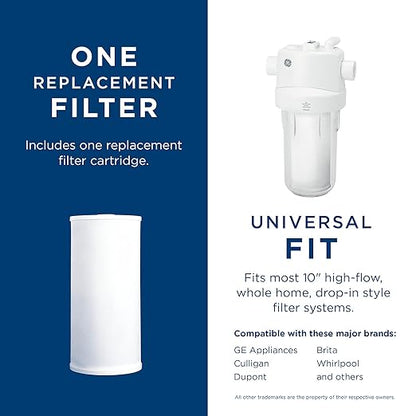 GE FXHTC Whole House Water Filter,Replacement for Water Filtration System,NSF Certified: Reduces Chlorine, Sediment, Rust,Other Impurities,Replace Every 3 Months for Best Results,1 Filter (Pack of 4)