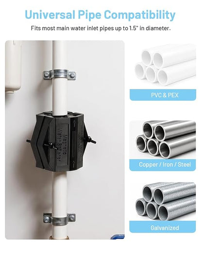Magnetic Water Conditioner – Eco-Friendly Salt-Free Hard Water Treatment System – Prevents Limescale & Protects Home Plumbing – No-Tool Installation