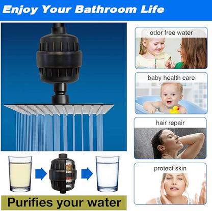 Oil-Rubbed Bronze Shower Head Filter - 15 Stages for Hard Water, High Output, Reduces Dry Skin & Itchy Scalp - Improves Skin Condition